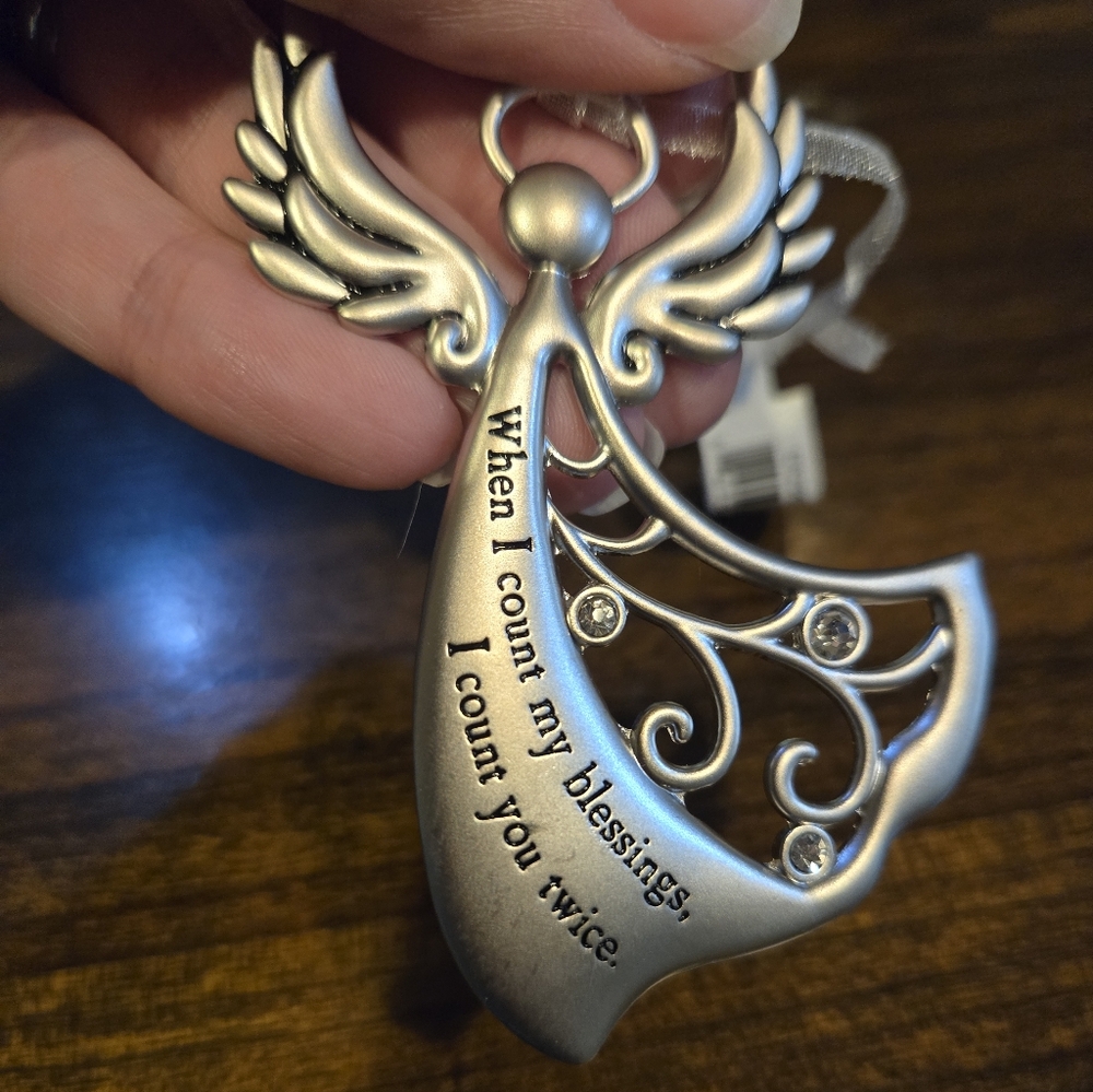 Inspirational Silver Angel Ornament - Picture 3 of 4